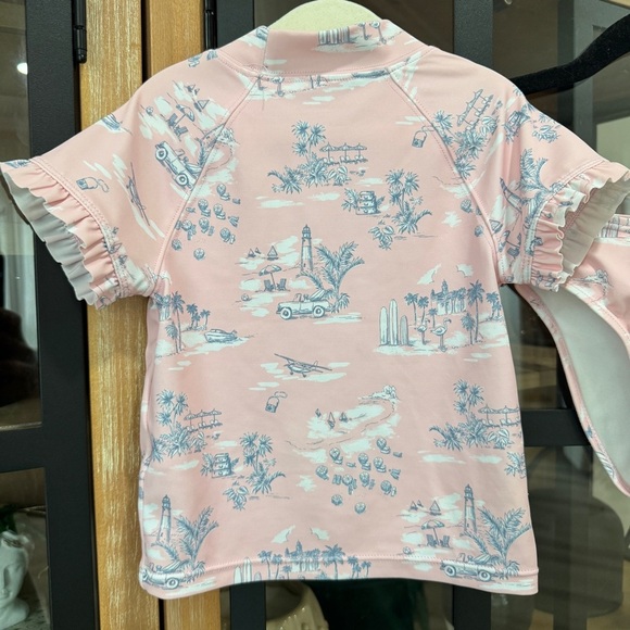 Janie & Jack x Gray Malin toile print rashguard swimsuit set toddler girl ruffle - Picture 7 of 14